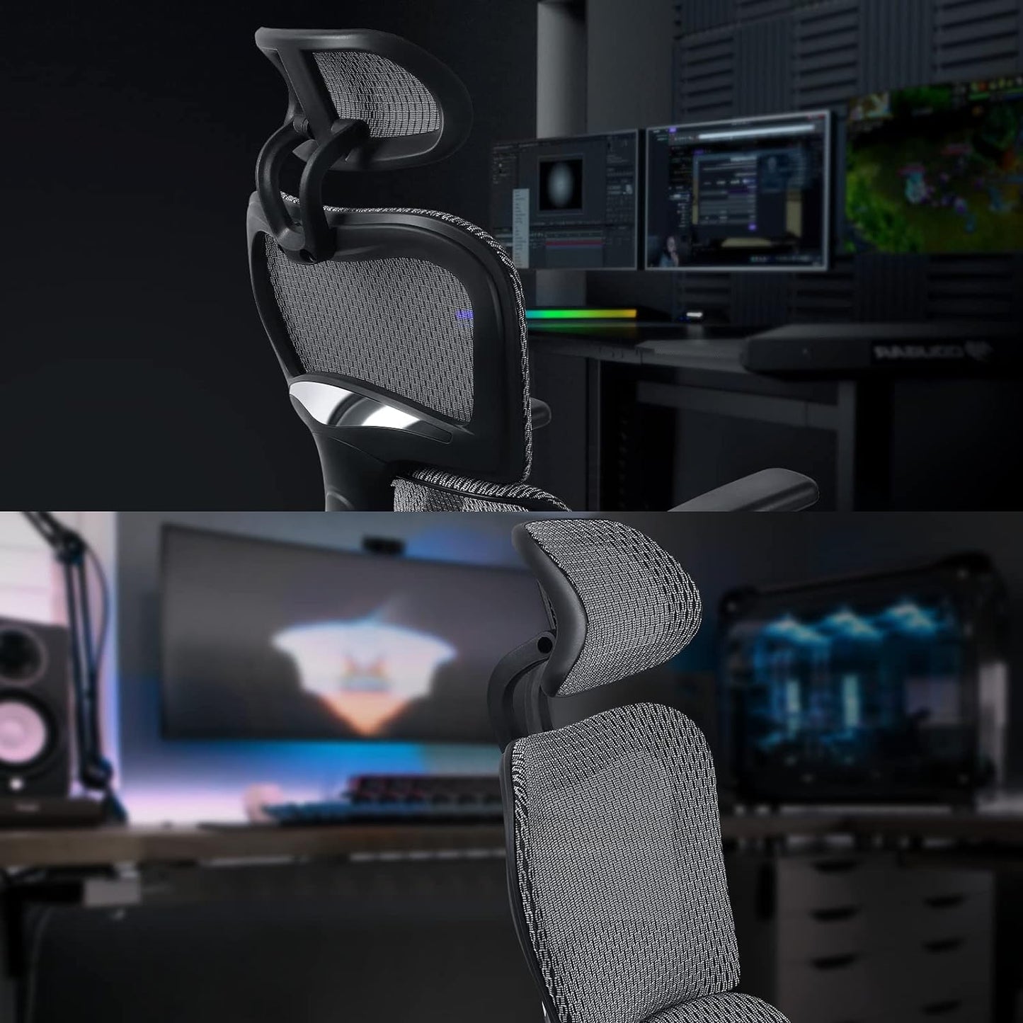 Ergoro Ergonomic Office Chair-Rolling Desk Chair with 3D Adjustable Armrest & Memory Foam Armrest Pads, Lumbar Support, Boss Chair Executive Office Chair Gaming Chair Mesh Computer Chair(Grey)