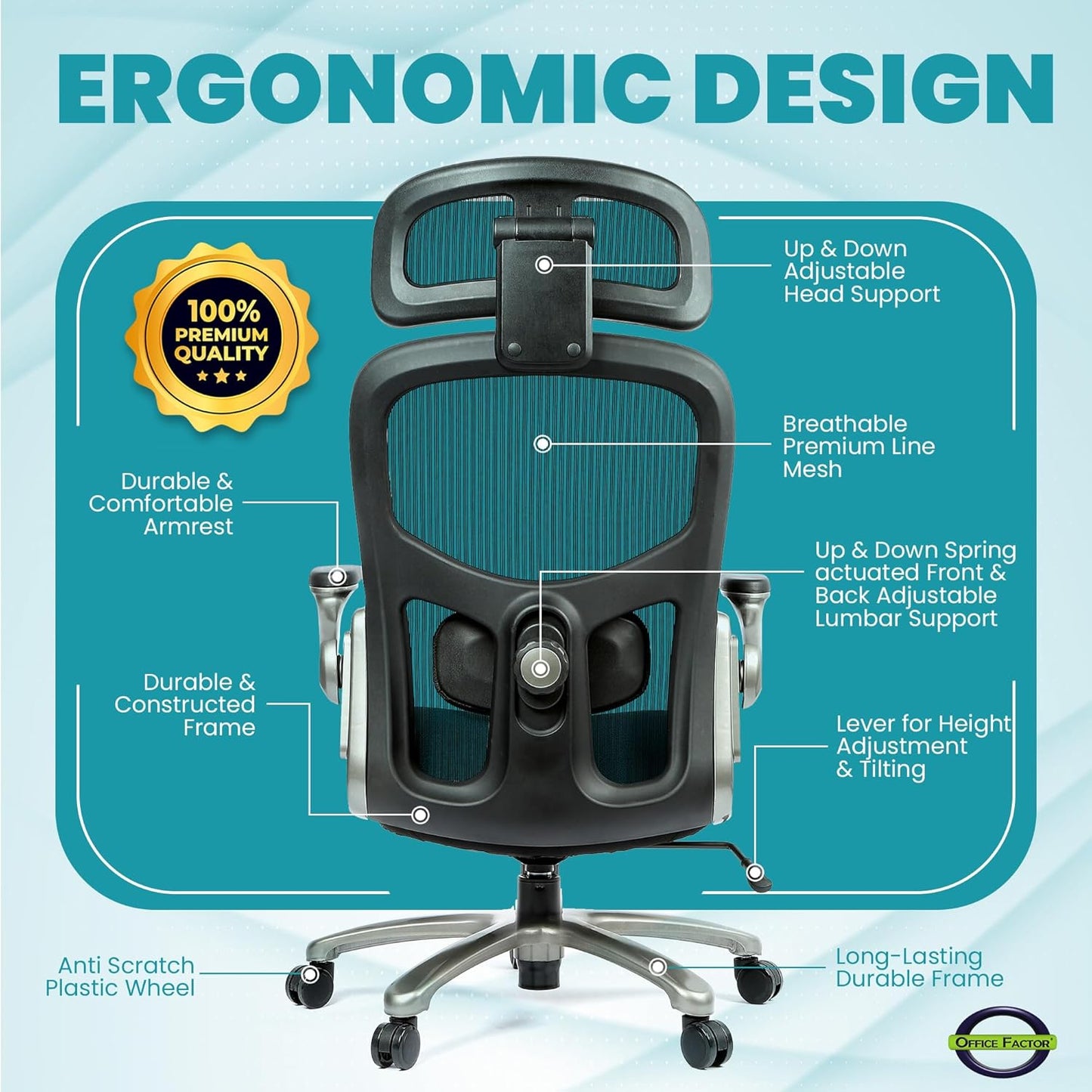 500 Lbs Rated Ergonomic Big and Tall, Flip-Up Arms, Mesh Swivel Office Chair with anti Scratch Wheels, Mesh Executive Chair (Black with Headrest)