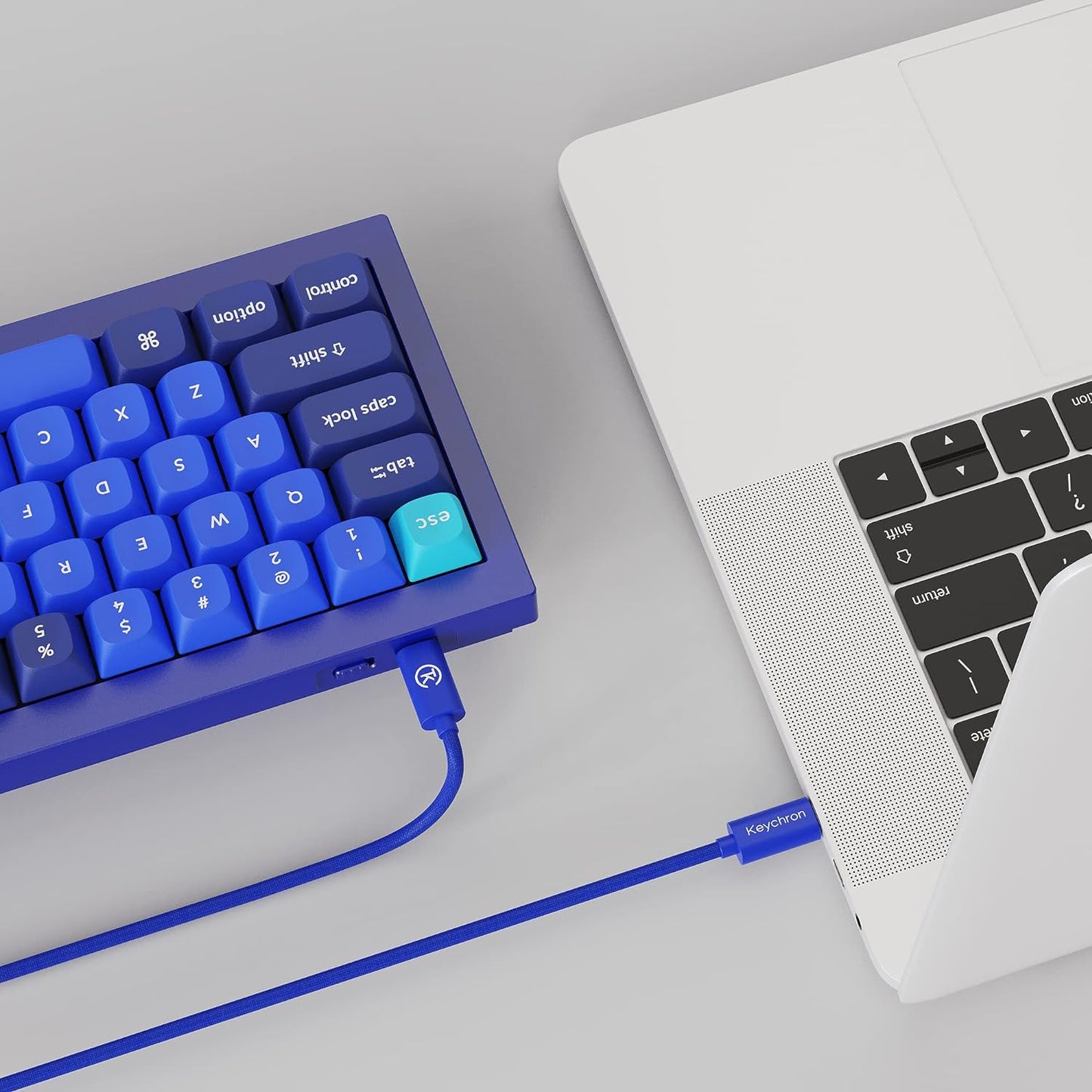 Q2 Wired Custom Mechanical Keyboard Knob Version, 65% Layout QMK/VIA Programmable Macro with Hot-Swappable Gateron G Pro Red Switch Double Gasket Compatible with Mac Windows Linux (Blue)
