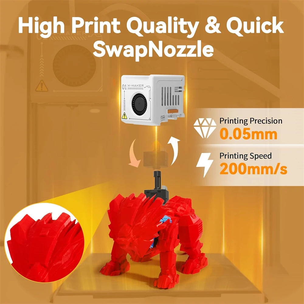AOSEED X-MAKER JOY 3D Printer for Kids High Precision 0.05Mm 200Mm/S Printing Speed Wi-Fi USB PLA Filament Enclosed Safe Design AI Voice Interaction Customization Kit
