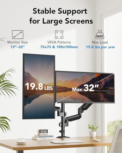 Dual Monitor Mount up to 32 Inches Screens, Taller Monitor Stand Hold