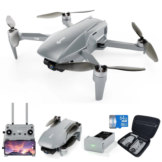 F36 GPS Mini Drone with Camera, 4K UHD, 3-Axis Gimbal, RC Quadcopter, Brushless Motor, Foldable Design, FPV, Auto Return & Smart Features, Beginners & Enthusiasts - Silver