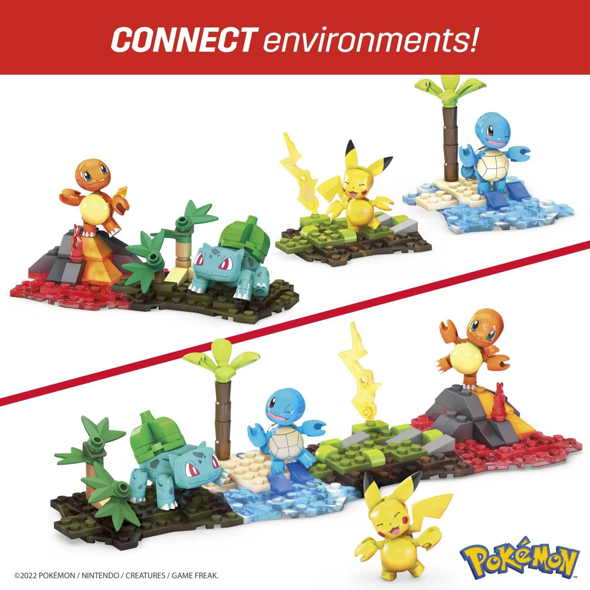 Building Toy Kit Kanto Region Team with 4 Figures (130 Pieces), Ages 8 and Up, Plastic