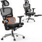 Ergonomic Mesh Office Chair with Adaptive Lumbar Support | High Back Computer Desk Chair with Footrest | Adjustable Arms Headrest Backrest | Tilt Function 4D Armrest Recliner for Home Office…