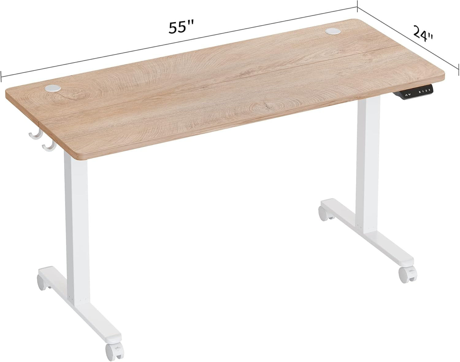 55'' Electric Height Adjustable Standing Desk,Sit Stand up Desk,Ergonomic Sit-Stand Desk for Home Office,Maple Top