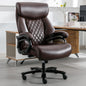Big and Tall Office Chair 400 Lbs - Executive Leather Swivel Chair with Arms, High Back Desk Chair with Adjustable Lumbar Support Heavy Duty Metal Base, Office Chairs for Heavy People (Brown)