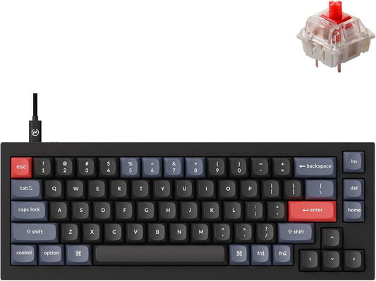 Q2 Wired Custom Mechanical Keyboard, QMK/VIA Programmable Macro, Full Aluminum, Hot-Swappable Gateron G Pro Red Switch, 65% Layout Double Gasket Compatible with Mac and Windows - Black