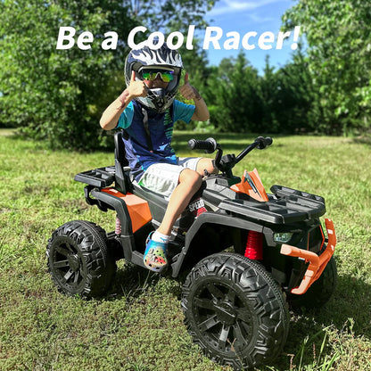 24V Ride on Toys, Kids ATV 4-Wheeler for Big Kids with 2 Seater, 400W Motor, Bluetooth - Orange