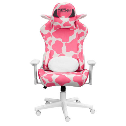 TS85 Pink Cow Series Gaming Chair with Memory Foam Seat RTA-TS85-PNK