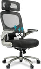 500 Lbs Rated Ergonomic Big and Tall, Flip-Up Arms, Mesh Swivel Office Chair with anti Scratch Wheels, Mesh Executive Chair (Black with Headrest)