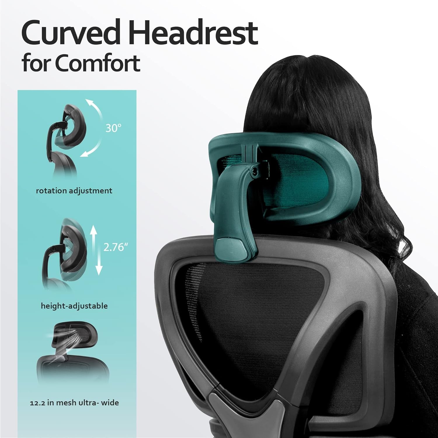 Ergonomic Office Chair, Home Desk Chair, Comfy Breathable Mesh Task High Back Thick Cushion Computer Chair with Headrest and 3D Armrests, Adjustable Height Home Gaming Chair (Black)