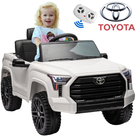 Toyota Tundra Ride on Cars for Kids, 12V Licensed Toyota Tundra Powered Ride on Toy Cars with Parent Remote Control, Electric Car for Kids 3-8 W/Music/Bluetooth/Trunk/Led Headlights/Safety Belt, White