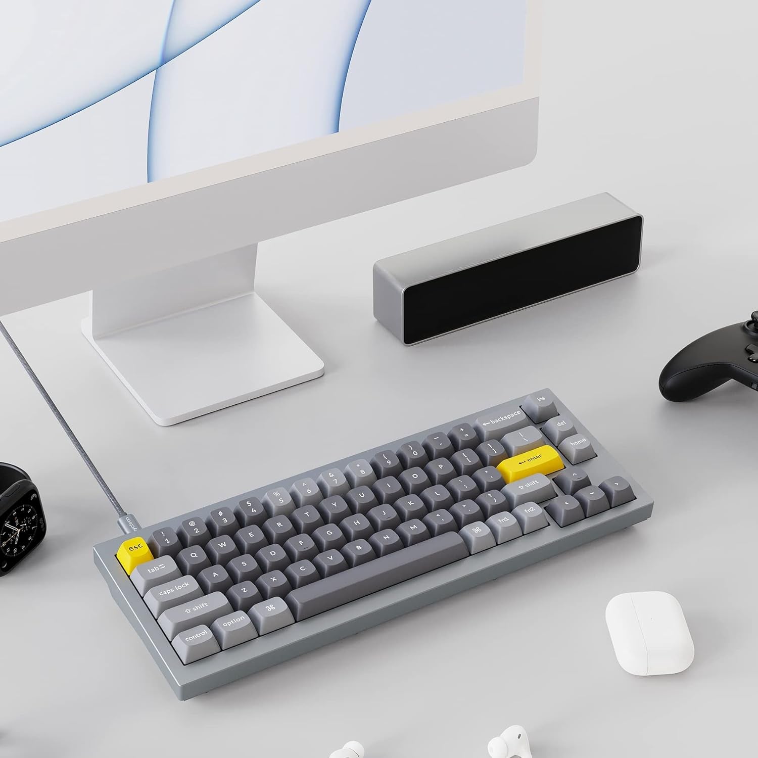 Q2 Wired Custom Mechanical Keyboard, QMK/VIA Programmable Macro, Full Aluminum, Hot-Swappable Gateron G Pro Brown Switch, 65% Layout Double Gasket Compatible with Mac and Windows - Grey
