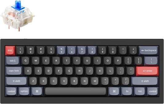 Q4 Wired Custom Mechanical Keyboard, QMK/VIA Programmable Macro, Full Aluminum, Hot-Swappable Gateron G Pro Blue Switch, 60% Layout Double Gasket Compatible with Mac and Windows - Black