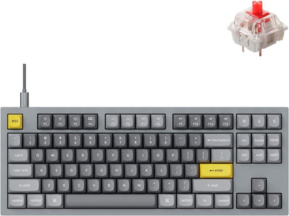Q3 QMK/VIA Wired Custom Mechanical Keyboard, Full Aluminum Tenkeyless Layout 87 Keys, Programmable Macro with Hot-Swappable Gateron G Pro Red Switch, Compatible with Mac Windows Linux (Grey)