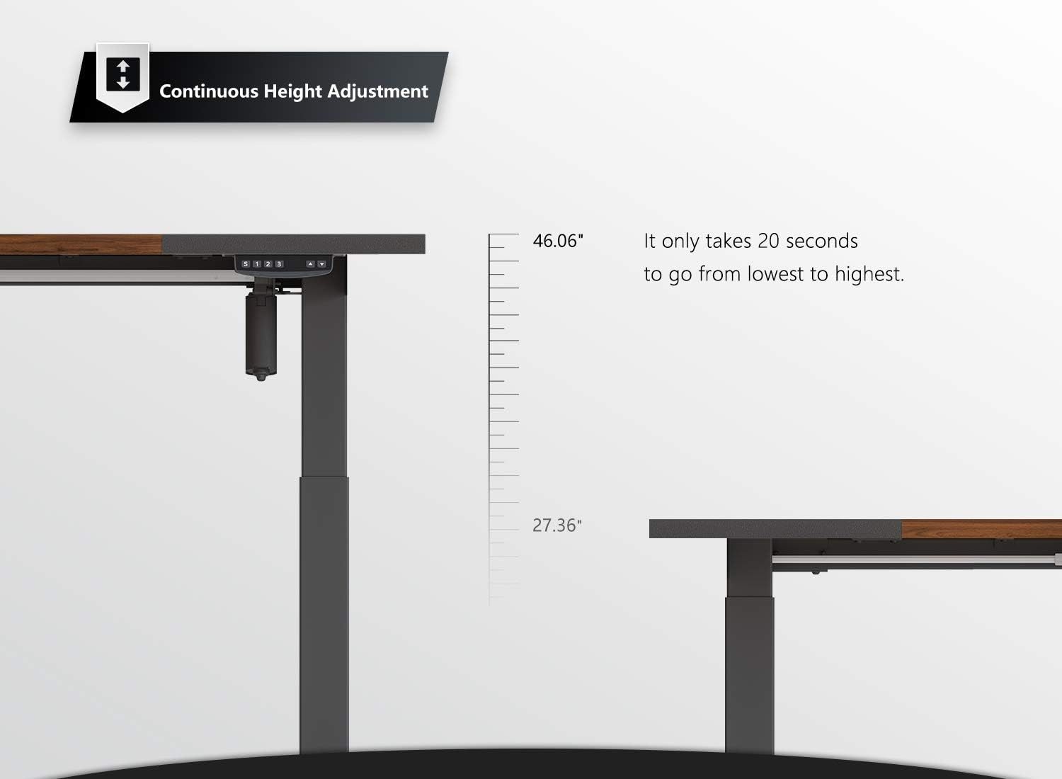 Height Adjustable Electric Standing Desk with Pencil Holder, 55 X 24 Inches Stand up Desk, Sit Stand Desk with Black and Espresso Top and Black Frame