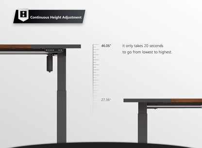 Height Adjustable Electric Standing Desk with Pencil Holder, 55 X 24 Inches Stand up Desk, Sit Stand Desk with Black and Espresso Top and Black Frame