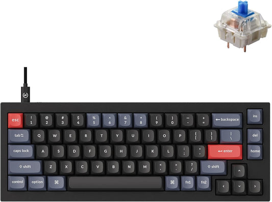 Q2 Wired Custom Mechanical Keyboard, QMK/VIA Programmable Macro, Full Aluminum, Hot-Swappable Gateron G Pro Blue Switch, 65% Layout Double Gasket Compatible with Mac and Windows - Black