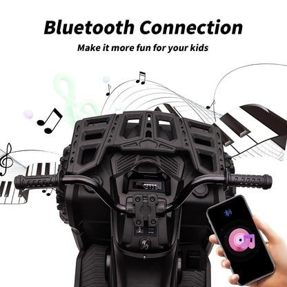 24V Ride on Toys, Kids ATV 4-Wheeler for Big Kids with 2 Seater, 400W Motor, Bluetooth - Black