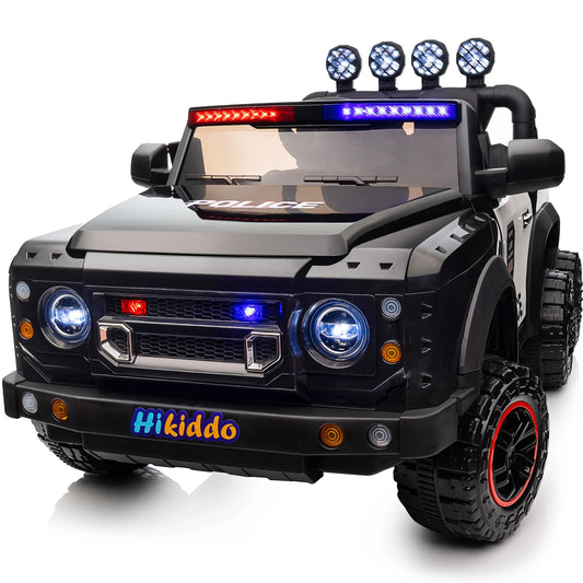 24V Kids Electric Police Car, 4WD 2 Seater Powered Ride on Toy Truck with Remote, Megaphone