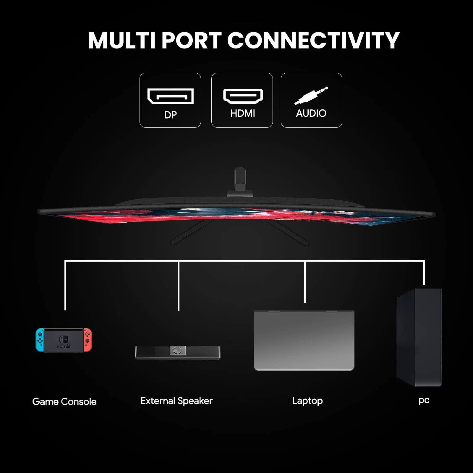 24" 165Hz/180Hz Curved Gaming Monitor,Fhd 1080P Computer Monitor,Freesync,99% Srgb,Low Motion Blur-Black