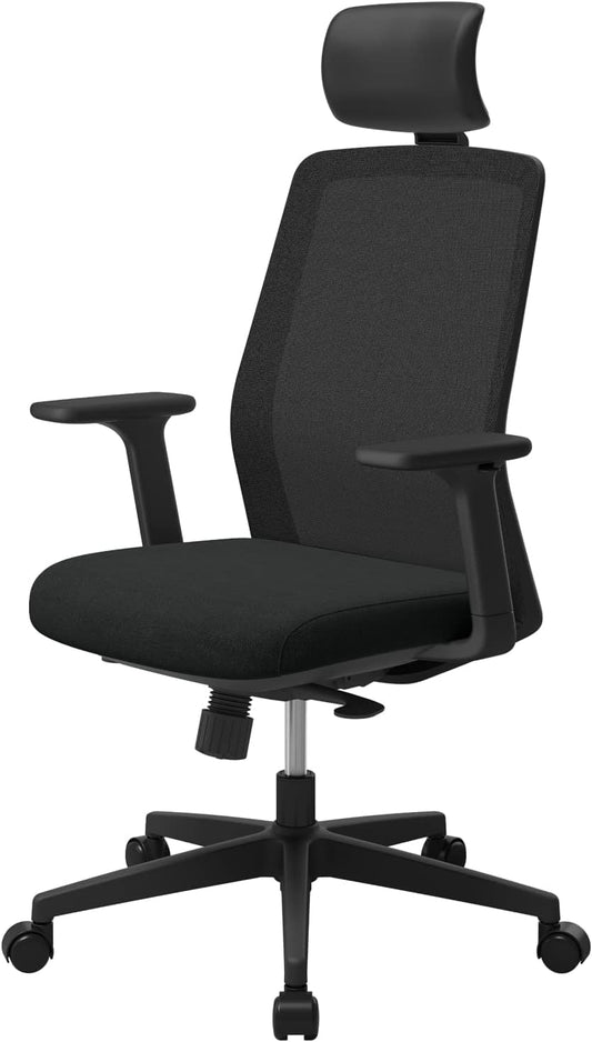 T40 SE Ergonomic Office Chair : Comfortable Home Office Chair for Light Users with Reclining Tilt Lock, Headrest, 3D Armrests, Mesh Back Computer Desk Chair, Alternative Gaming Chair (Black)