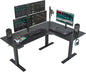 Triple Motor L-Shaped Electric Standing Desk, 63 Inches Height Adjustable Stand up Corner Desk, Sit Stand Workstation with Splice Board, Black Top/Black Frame