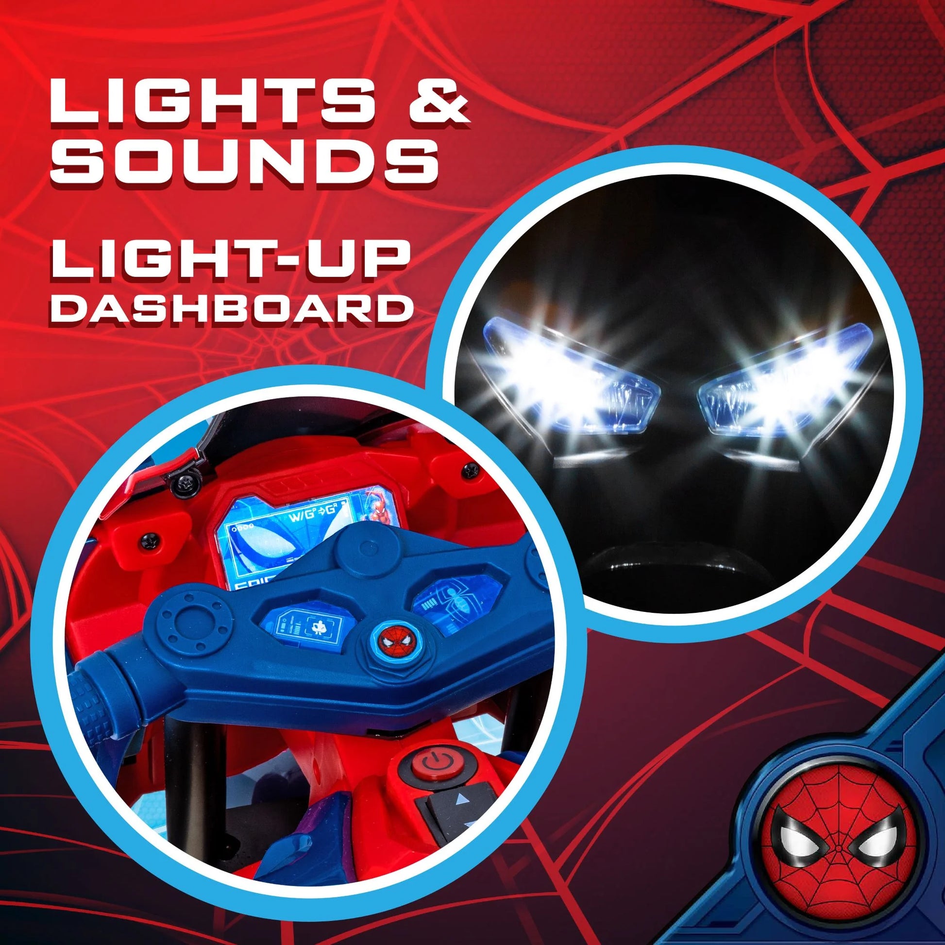 6V Spiderman Motorcycle, Battery Ride on Toy, for Kids, Ages 3+