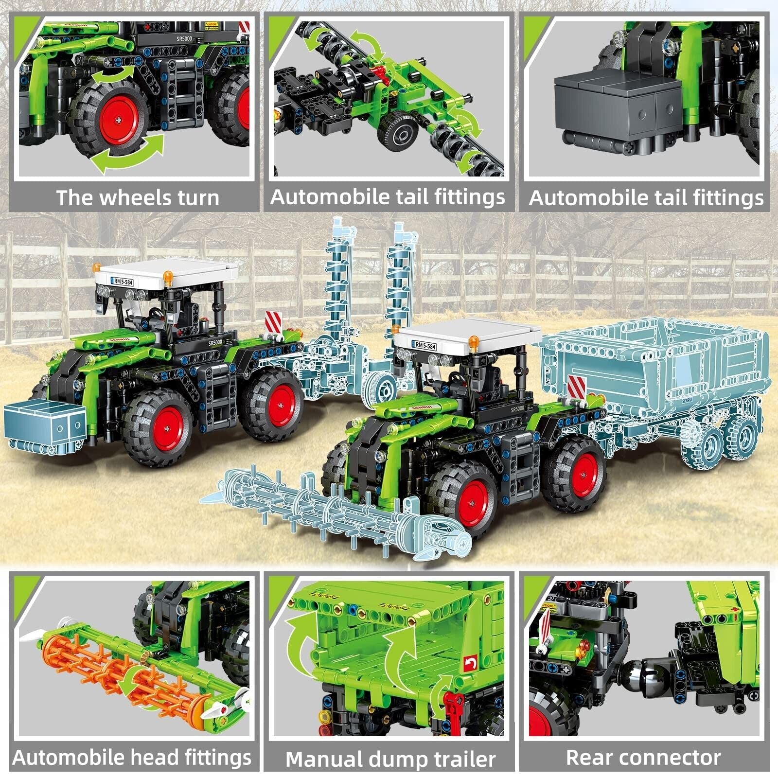 City Construction 3 in 1 Tractor Harvester Building Block Kits, Truck Farm Co...