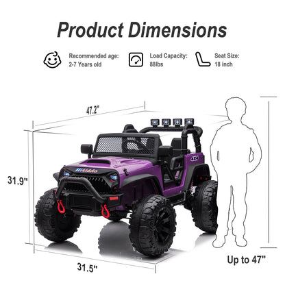 24V Kids Ride on Truck with Remote, 2-Seater Electric Ride on Car
