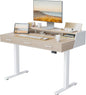Electric Standing Desk with Drawers, 48X24 Inch Standing Desk Adjustable Height, Stand up Desk with Monitor Shelf, Sit Stand Home Office Desk, Light Walnut