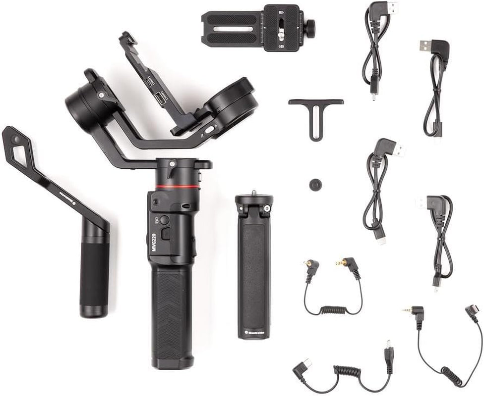 MVG220, Portable 3-Axis Professional Gimbal Stabiliser for Mirrorless and Reflex Cameras, Flexible, Holds up to 4.85 Lbs, Perfect for Photographers, Vloggers and Bloggers