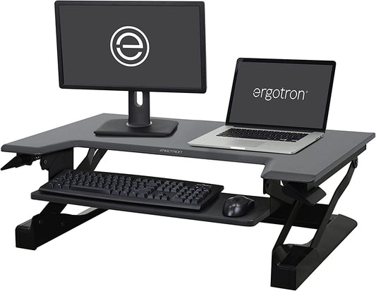 – Workfit-T Standing Desk Converter, Dual Monitor Sit Stand Desk Riser for Tabletops – 35 Inch Width, Black
