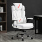 Ergonomic Executive Office Chair High Back PU Leather Computer Desk Chairs with Wheels and Flip-Up Arms, Adjustable Headrest, Tilt and Lumbar Support, White