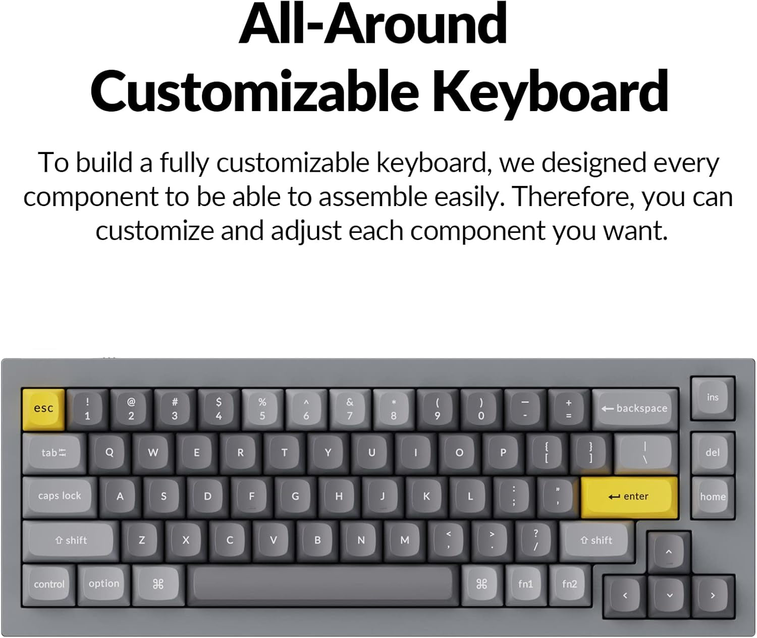 Q2 Wired Custom Mechanical Keyboard, QMK/VIA Programmable Macro, Full Aluminum, Hot-Swappable Gateron G Pro Brown Switch, 65% Layout Double Gasket Compatible with Mac and Windows - Grey