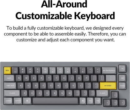 Q2 Wired Custom Mechanical Keyboard, QMK/VIA Programmable Macro, Full Aluminum, Hot-Swappable Gateron G Pro Brown Switch, 65% Layout Double Gasket Compatible with Mac and Windows - Grey
