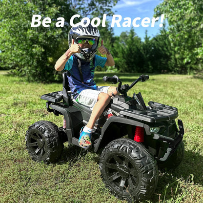 24V Ride on Toys, Kids ATV 4-Wheeler for Big Kids with 2 Seater, 400W Motor, Bluetooth - Black