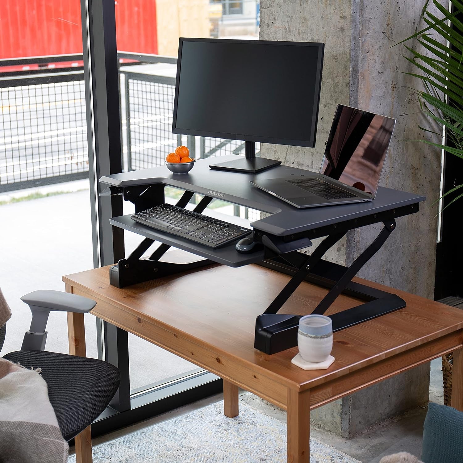 – Workfit-T Standing Desk Converter, Dual Monitor Sit Stand Desk Riser for Tabletops – 35 Inch Width, Black