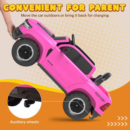 RAM Ride on Car, 12V Powered Ride on Toy with Remote Control, 4 Wheel Suspension, 5 Point Safety Belt, MP3 Player, Bluetooth, LED Lights, Electric Cars for 3-8 Years Boys Girls