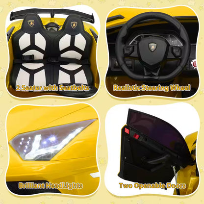 24-Volt Licensed Lamborghini 2 Seater Kids Ride on Car with Remote Control Electric Kids Drift Sport Car in Yellow