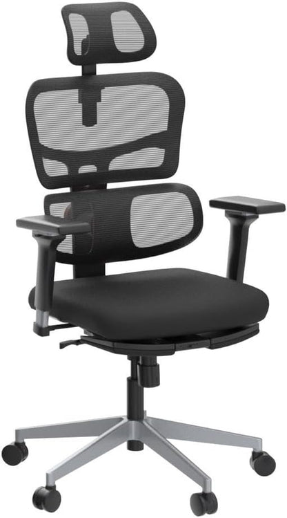 Ergonomic Mesh Office Chair with Adaptive Lumbar Support | High Back Computer Desk Chair with Footrest | Adjustable Arms Headrest Backrest | Tilt Function 4D Armrest Recliner for Home Office…