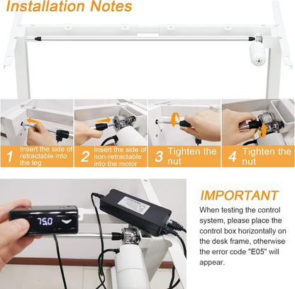 Height Adjustable Electric Standing Desk - 47 X 24 Inch Whole Piece Top Sit Stand Desk Computer Desk - Stand up Desk for Home Office (White Frame + Wood Grain Top)