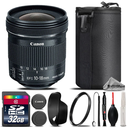 Canon EF-S 10-18Mm IS STM Lens + UV Filter + Case + Cleaning Kit - 32GB Kit