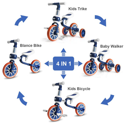 3 in 1 Toddler Bike for 1-4 Years Old Boy Girl Toddler Tricycle Kids Trikes for Toddler Tricycles Baby Bike Infant Trike, Blue