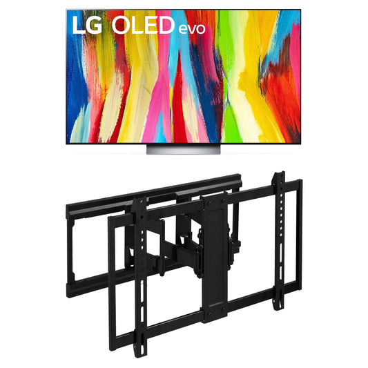 LG 65" OLED C2 4K TV with a Onn. Ultra-Slim Full Motion TV Wall Mount, 50"-86"