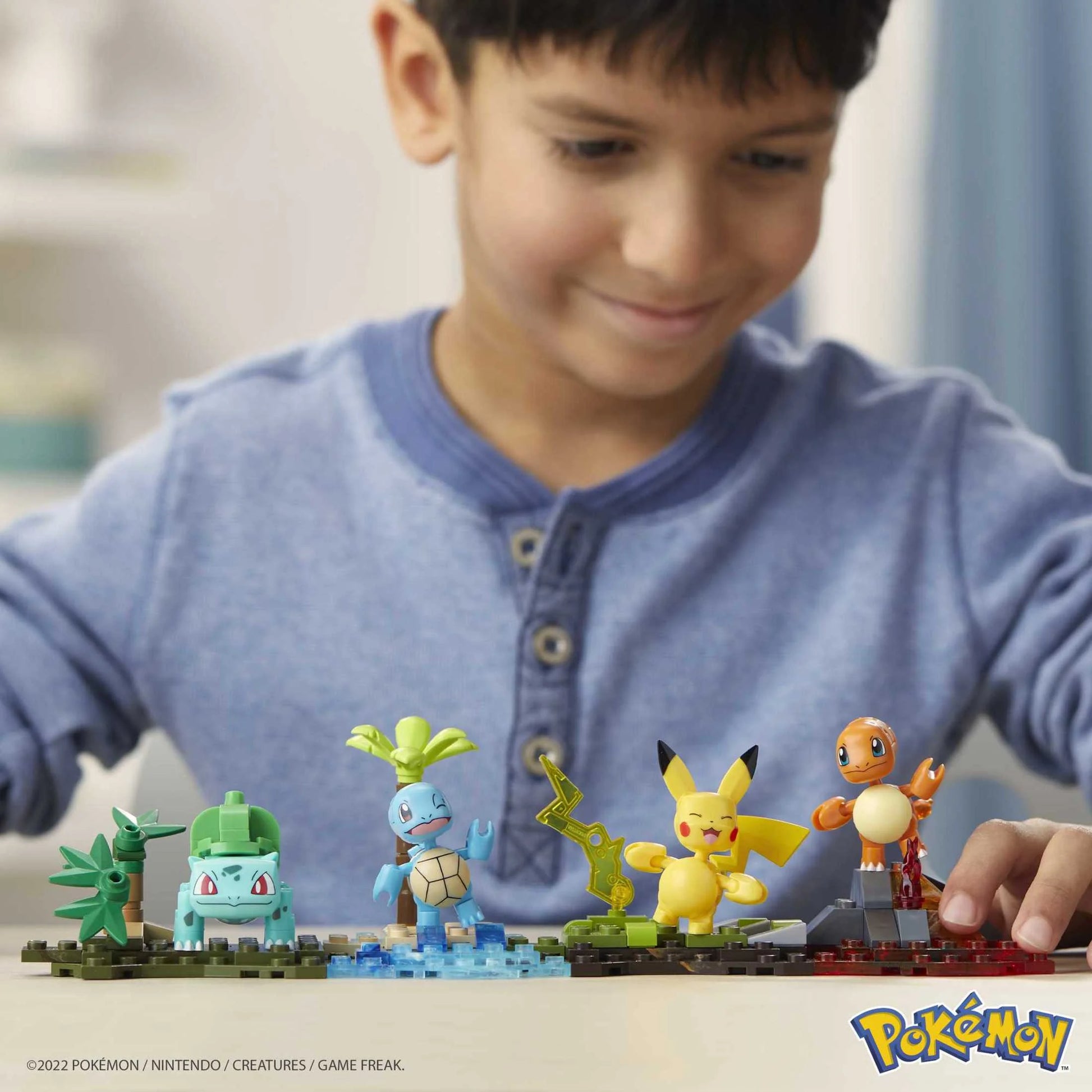 Building Toy Kit Kanto Region Team with 4 Figures (130 Pieces), Ages 8 and Up, Plastic
