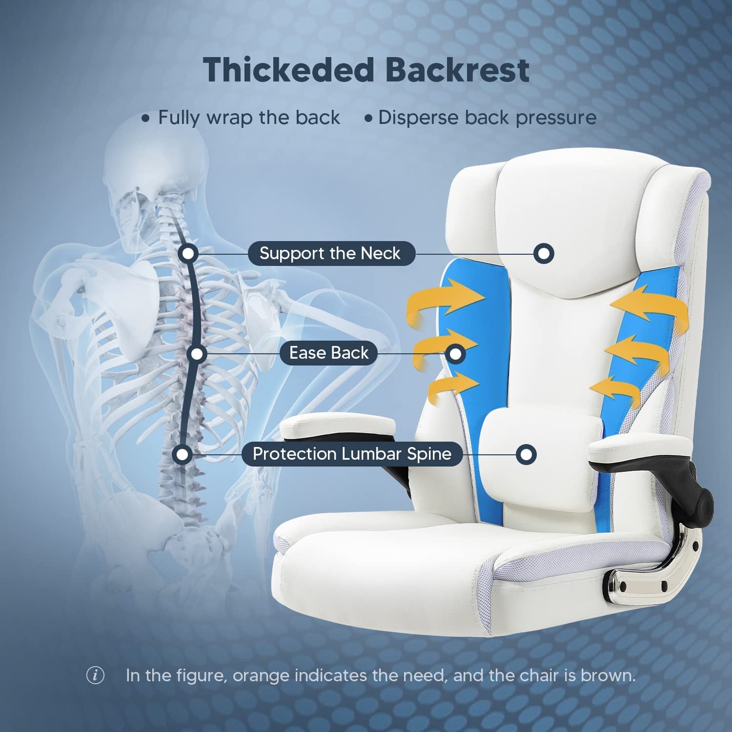 Ergonomic Executive Office Chair High Back PU Leather Computer Desk Chairs with Wheels and Flip-Up Arms, Adjustable Headrest, Tilt and Lumbar Support, White
