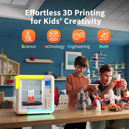 AOSEED X-MAKER Children'S 3D Printer High Precision 0.1/0.05Mm Ultra Silent <50Db Wireless Smart One-Press Printing Wifi USB Safe Enclosed Design