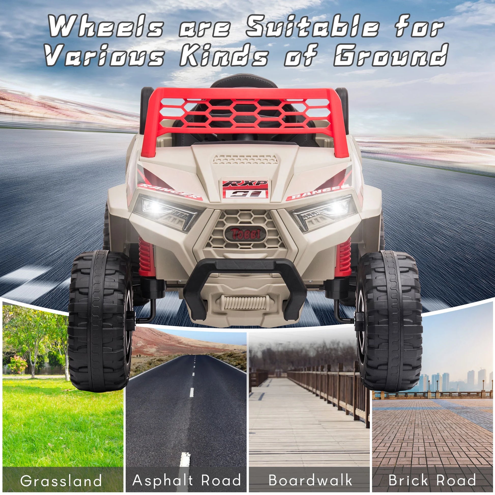 12V Kids Electric Off-Road UTV Truck Car Ride on Toys Age 3-5 Child W/ LED Headlights Music