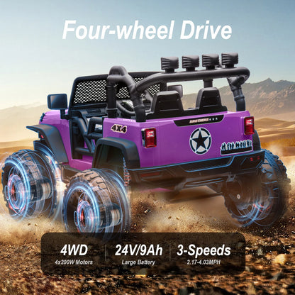 24V Kids Ride on Truck with Remote, 2-Seater Electric Ride on Car
